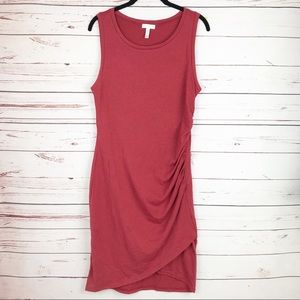 Leith Ruched Bodycon Sheath Tank Dress Tulip Hem